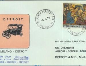82958 - ITALY - Postal History - FIRST FLIGHT: Milano  DETROIT # 796 BB 1971