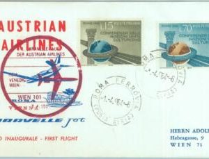 82899 -  ITALY - Postal History - FIRST FLIGHT:  Rome  VIENNA  #  538 AE 1964