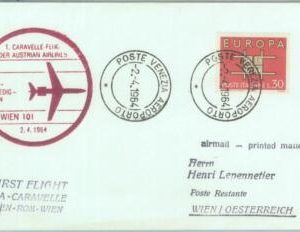 82902 -  ITALY - Postal History - FIRST FLIGHT:  Rome  VIENNA  #  538 BA  1964
