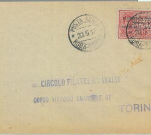 83008 - ITALY - Postal History - FIRST Airmail Stamp FLIGHT: Roma / Torino 1917