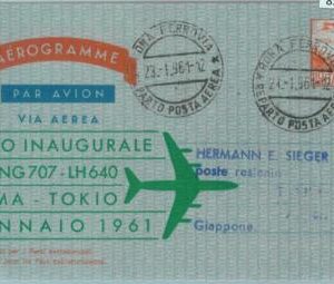 83002 - ITALY - Postal History - Stationery Aerogramme: ROME / TOKYO Flight 1961