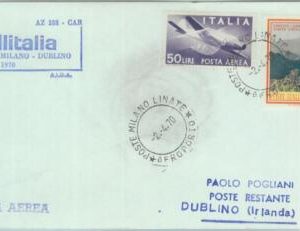 82934 - ITALY - Postal History - FIRST FLIGHT:   Rome - Milano - Dublin  1970