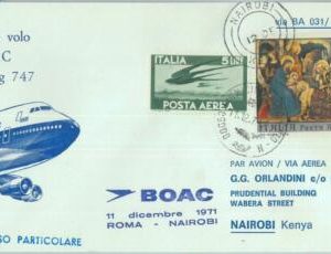 82989 - ITALY - Postal History - FIRST FLIGHT: Rome / NAIROBI  BOAC   1971