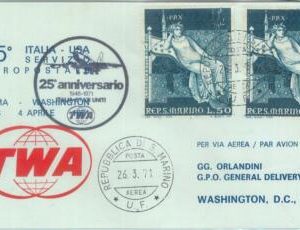 83025 - SAN MARINO - Postal History - FIRST FLIGHT: Rome  wASHINGTON  # 795 AD