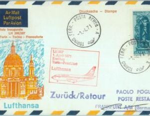 82953 - ITALY - Postal History - FIRST FLIGHT: Torino  Frankfurt # 789 AA  1971