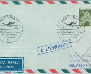 83158  - GERMANY - Postal History - FIRST FLIGHT:  Munich -  MILAN -  # 655 CA