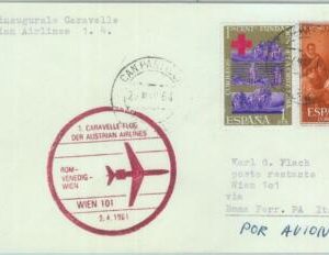 83194 - SPAIN - Postal History - FIRST FLIGHT:  Rome  VIENNA  #  538 AI  1964