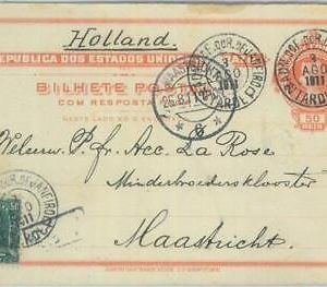 89570 - BRAZIL - Postal History -  STATIONERY CARD # BP 79P to HOLLAND 1911