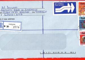 aa3838 - ZIMBABWE - POSTAL HISTORY - REGISTERED COVER  1993 Music DANCE