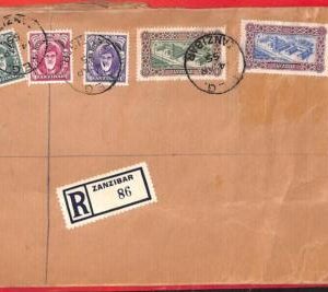aa3837 - ZANZIBAR - POSTAL HISTORY - Very Large REGISTERED LETTER  1955