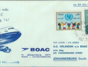 82991 - ITALY - Postal History - FIRST FLIGHT: Rome / Johanesburg  BOAC 1971