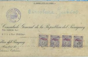 84304 -  PARAGUAY -  POSTAL HISTORY - CONSULAR MAIL to ITALY 1938 - Judaica