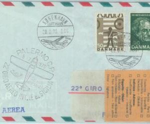 83133 - DENMARK - Postal History - FLIGHT Cover: GIRO AEREO SICILIA - 1970