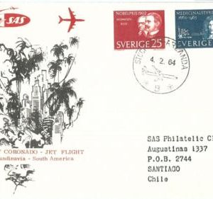72156 - Postal History - FIRST FLIGHT: SWEDEN to South America via CHILE !