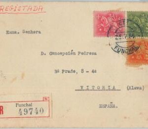 75370 - PORTUGAL - Postal History - Registered COVER from FUNCHAL to SPAIN 1956