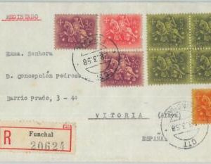 75371 - PORTUGAL - Postal History - Registered COVER from FUNCHAL to SPAIN 1958