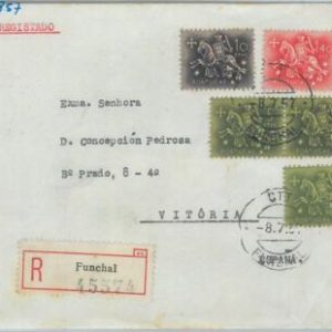 75372 - PORTUGAL - Postal History - Registered COVER from FUNCHAL to SPAIN 1957
