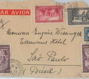 76146 - MONACO - Postal History -  HIGH VALUE franking on  COVER  to BRAZIL 1937