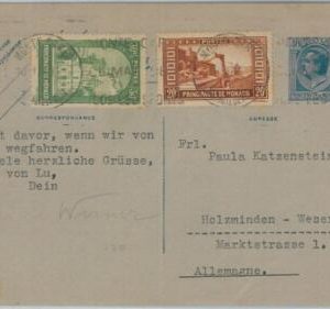 75327 - MONACO - Postal History - POSTAL STATIONERY CARD with added stamps 1937