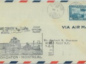 87392 - CANADA - Postal History - FIRST FLIGHT Cover:  Edmonton - Montreal 1939