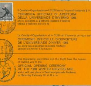 84767 - ITALY - Postal History - 1966 Winter Universiade  INVITATION !!