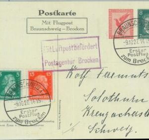 89704 - GERMANY - Postal History - FIRST FLIGHT Stationery Card BRAUNSCHWEIG