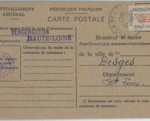 75138 - FRANCE - Postal History - SPECIAL CARD: Ravitaillement REFUELING 1946