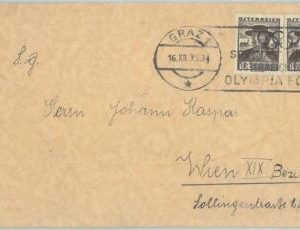 68111 - AUSTRIA -  POSTAL HISTORY - COVER 1935  Olympic postmark: Graz 1