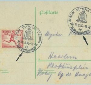 68253 - GERMANY - POSTAL HISTORY - CARD:  16.8.1936 Olympic postmark: BERLIN ap