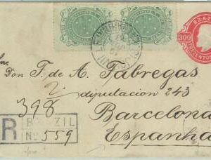 68778 -  BRAZIL - Postal History - STATIONERY COVER  to  SPAIN 1893 RHM Meyer 14