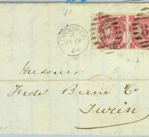 BK0785 - GB - POSTAL HISTORY - SG # 75 Pair on COVER from LONDON to ITALY  1864