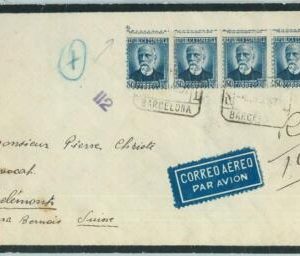 67651 - SPAIN  - Postal History - STAMP ERROR on COVER to SWITZERLAND 1937
