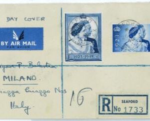 BK1813 - GB - Postal History - Silver Wedding REGISTERED FDC to ITALY  1948