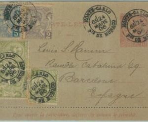 68799 - MONACO - Postal History -  POSTAL STATIONERY letter CARD to SPAIN 1896