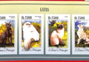 A3282- SAO TOME & PRINCIPE ERROR IMPERF Miniature s: 2014 Cats, Siamese, Persian