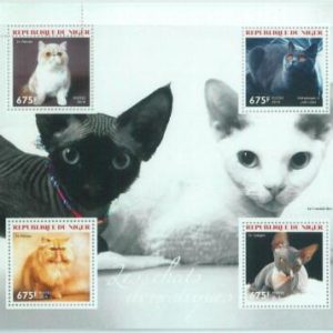 M1537 - NIGER, ERROR, 2014 MISSPERF SHEET: Cats