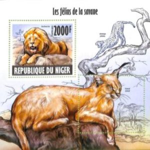 A8308 - NIGER - ERROR MISPERF Stamp Sheet -2013 Animals Cats of Prey LIONS