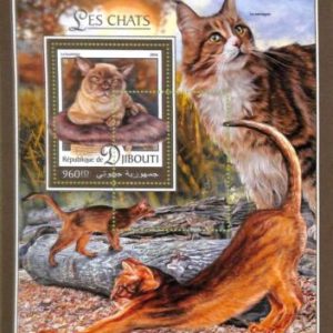 A7703 - DJIBOUTI- ERROR MISPERF Stamp Sheet - 2016 ANIMALS Cats