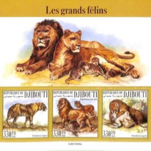 A7695 - DJIBOUTI-  Stamp Sheet- 2021 ANIMALS Cats of prey LION
