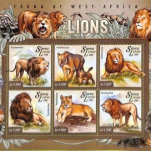 A8466 - SIERRA LEONE - Stamp Sheet - 2015 Cats of Prey LIONS