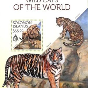 A8525 - SOLOMON - ERROR MISPERF Stamp Sheet - 2013 CATS OF PREY TIGERS