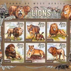 A8466a - SIERRA LEONE -ERROR MISPERF Stamp Sheet - 2015 Cats of Prey LIONS