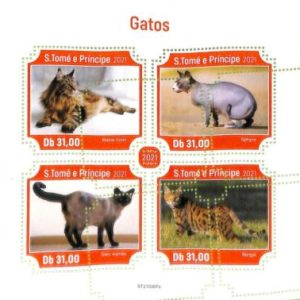 A8573- S.TOME -ERROR MISPERF  Stamp Sheet - 2021 CATS