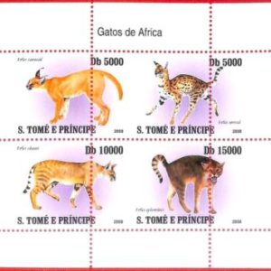 A4475 - SAO TOME & PRINCIPE- ERROR MISPERF: 2008, African Cats, Caracals