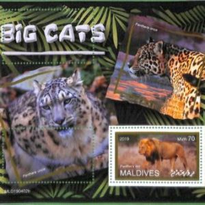 A2165 - MALDIVES - ERROR: MISPERF Souvenir sheet -2019 Lions, Panthers, Big Cats