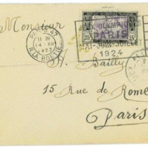 BK1934 - COTE D'IVOIRE - POSTAL HISTORY - 1924 Olympic Games POSTMARK on Arrival