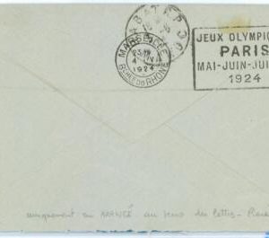 BK1938 - MAROC  - POSTAL HISTORY - RARE 1924 Olympic Games POSTMARK on Arrival