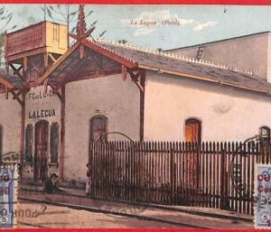 aa4030 - PERU  - VINTAGE POSTCARD  Postal History - LA LEGUA Train Station  1924