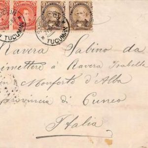ac6427 - ARGENTINA - POSTAL HISTORY -  COVER from TUCUMAN to ITALY  1889