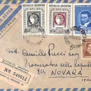 ac6437 - ARGENTINA - POSTAL HISTORY - REGISTERED COVER  to ITALY  1956